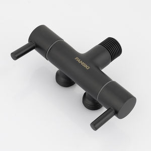 블랙 1입구-2출구 앵글 밸브 듀얼 핸들 크롬 마감 정제된 황동 구조 물 사용 제어 스톱 밸브 세탁기 연결 가능 - Product Image 2