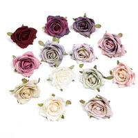 Tissu de soie artificielle de haute qualité multicolore tête de fleur de rose pour la décoration de la maison de mariage DIY