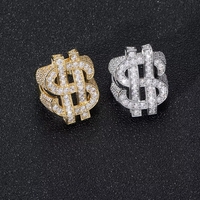 Bague personnalisée Hip Hop en laiton micro-pavée CZ en forme de signe dollar, style Iced Out, pour homme
