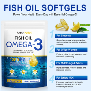 Capsule di Olio di Pesce di Acque Profonde 240pz Capsule Softgel di Olio di Pesce Omega3 per Promuovere la <span class=keywords><strong>Salute</strong></span> Cardiovascolare - Product Image 3