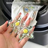 Seau de capsules de lessive Camellia 5-en-1, parfum longue durée, puissant détachant, concentré adoucissant pour tissus