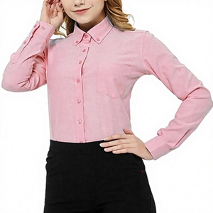 Camisa Oxford de Manga Larga para Mujer, Corte Clásico, Uniforme de Oficina para Otoño, 100% Algodón, Cuello con Botones - Product Image 2