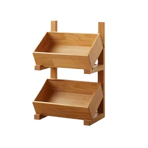 Solid Wood Multi Layer <b>Storage</b> <b>Rack</b> Rectangle Standing Type <b>Kitchen</b> Food Container Neatening <b>Storage</b> - Product Image 3