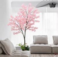 GIANTEX Plante Artificielle d'Intérieur Cerisier Rose 190 CM Pot en Ciment Branches Réglables Fleurs Réinsérées Intérieur/Extérieur Maison