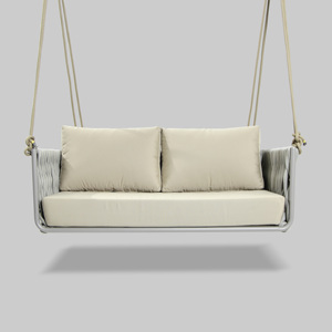 Morden Double Egg Chair Columpio <span class=keywords><strong>colgante</strong></span> de cuerda para interiores y exteriores con cojín de metal para dormitorio y parque - Product Image 2