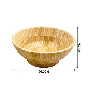 Hot Trend Durable Natural Wood Bamboo Bowls Co- Friendly Bamboo Wooden Salad Bowl With Spoon For Salad