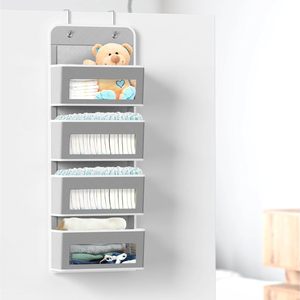 Organizador de Almacenamiento para Colgar Sobre la Puerta con 4 Bolsillos, Organizador de Armario Colgante para Productos de Bebé con Ventanas Transparentes, Color Gris - Product Image 4