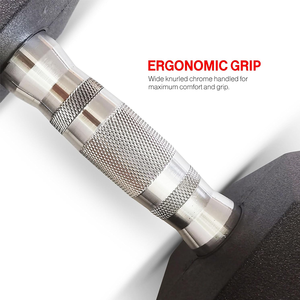 六角橡胶涂层哑铃工厂制造商，批量批发力量训练健身器材，定制徽标生产 - Product Image 4