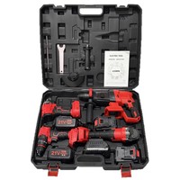 Ensemble multifonction 21V : marteau électrique, perceuse à main, meuleuse d'angle 125 mm, clé à double usage, coffret en plastique, batterie lithium rechargeable