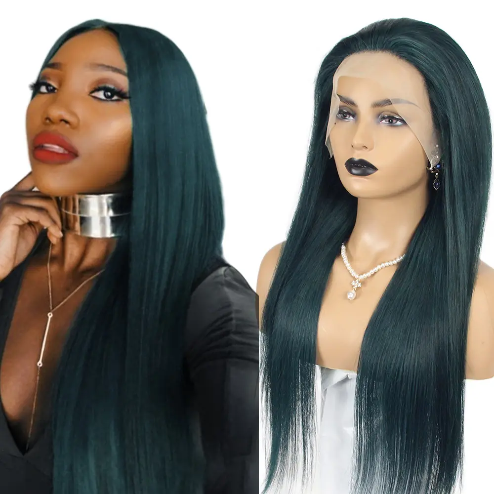 Wholesale Free Sample Vietnam Best Super Double Drawn Bone Straight Lace Frontal Human Hair Green Wig For Black Women