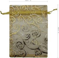 Transparente Wimpernprint-Geschenkbeutel für Hochzeiten, Luxus-Schmuck, Süßigkeiten, Geschenkkarten, Goldlinien-Beutel mit Kordelzug, Organza-Taschen für Schmuckgeschenke
