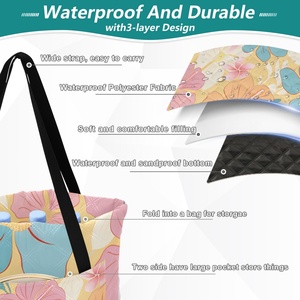 Customs Hawaii Printed <b>Waterproof</b> Foldable Picnic Blanket Tote Bag Style Quilted Polyester Picnic Mat - Product Image 4