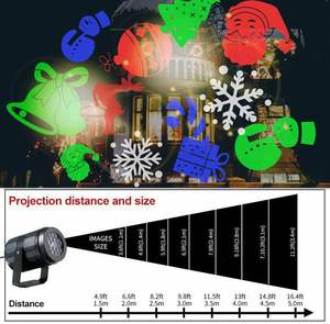 ไฟฉายโปรเจคเตอร์ลายหิมะ LED RGB IP65 สำหรับคริสต์มาส 16 แบบ ขายส่ง - Product Image 2