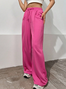 Pantalon décontracté ample à jambe droite pour femme 2026, taille haute, style sport, coupe longue - Product Image 4