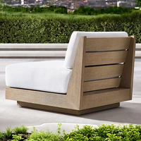 Canapé d'extérieur en teck pour patio de villa, balcon d'hôtel, ensemble de meubles en bois résistant aux intempéries pour jardin et cour