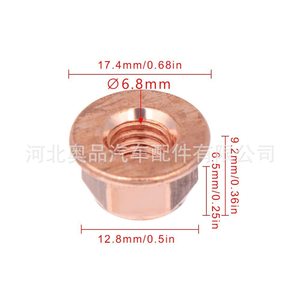 Tuercas hexagonales M8 con brida chapada en cobre para piezas de tubo de escape BMW Serie 3 E30 - Product Image 2