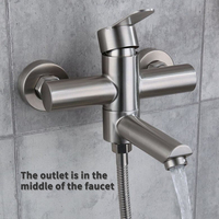 Ensemble de douche simple en acier inoxydable 304 avec robinet mélangeur mural à double trou ; Ensemble de pomme de douche ; Robinet de baignoire