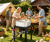 Friteuse extérieure en aluminium de 12 litres avec panier intérieur nano-enduit et brûleur au propane de 50 000 BTU pour la friture du poisson, des ailes de poulet et des frites