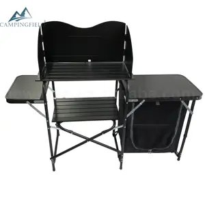 Table de cuisine pliable de Camping, gain de place, avec armoire et pare-vent