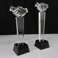 Trophée en cristal personnalisé avec base noire - Prix du partenariat professionnel pour la coopération commerciale et la finalisation des affaires MH-J082