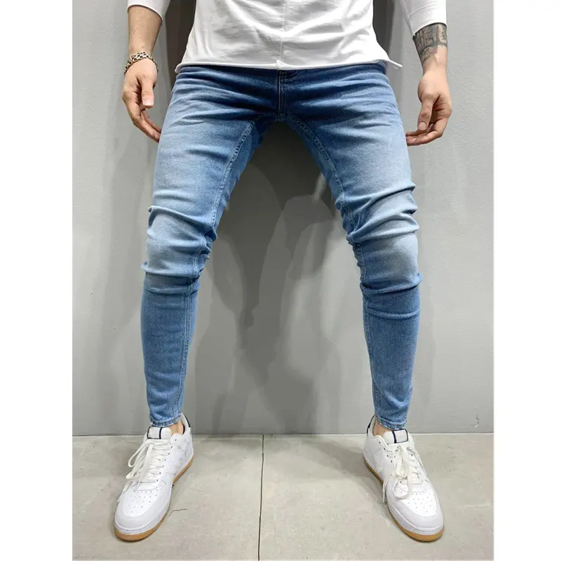 New spring and autumn mens solid color denim jeans high quality skinny men jeans