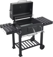 Barbecue de camping au charbon de bois, fumoir déporté en fonte avec couvercle, cuisinière de camping pliable et broche rotative, Royaume-Uni