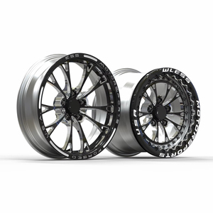 Ruedas de Drag Racing de 15x10 ET 0 5x114.3 5x115, Personalizadas con Beadlocks, de 2 Piezas, Forjadas, en Negro Brillante Fresado, con 10 Radios - Product Image 1