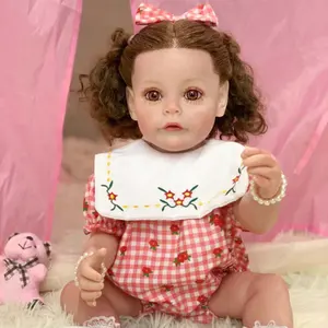 R & B Super schöne realistische Bonecas Bebe Günstige Vinyl Körper Real Life Baby Doll Girl mit rosa Kleidung