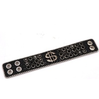Bracelet en acier inoxydable punk pour homme et femme avec motif dollar, boucle quatre-en-un, strass en cristal, tendance rock, 23 cm