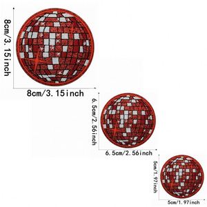 Nuevo parche termoadhesivo bordado de varios tamaños con borde brillante y purpurina, diseño de planeta colorido estilo disco, para decoración de ropa, sombreros y bolsos. - Product Image 3