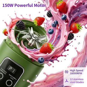 เครื่องปั่นน้ำผลไม้พกพาไฟฟ้าแบบพกพา ชาร์จผ่าน USB ขนาดเล็ก 450 มล. - Product Image 4