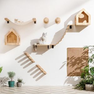 Moderno respetuoso del medio ambiente gato flotante repisa gatito pared colgante escalera gato árboles rascador regalo de Navidad embalaje de cartón - Product Image 4