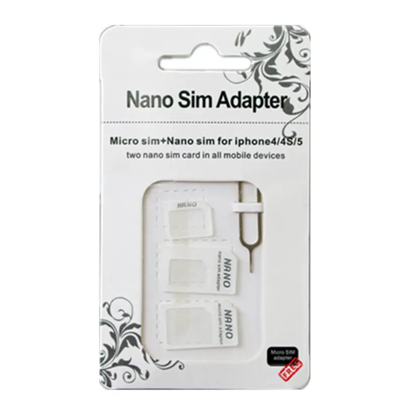 4 In 1 Nano SIM Card To Micro Standard Adapter for IPhone Cell Phone Kit Eject Pin Opening Removal Key Pin Tool Replacement