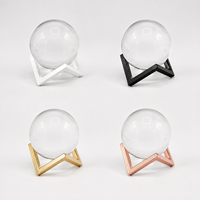 Décoration de table sphère en cristal, boule de quartz transparente, support en métal doré pour fleurs, décoration maison et bureau