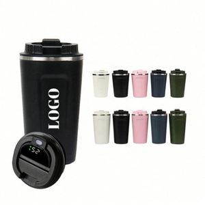 Tasses à café de voyage isothermes personnalisées très populaires de 510 ml (17 oz) en acier inoxydable avec couvercles à affichage LED intelligent de la température - Product Image 1