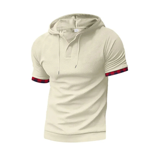 Camiseta de manga corta para hombre para deportes de ocio de verano con talla grande y Sudadera con capucha Waffle - Product Image 3