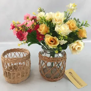 Wholesale Rattan Storage Basket Flower Pots Wicker Bamboo Wood Basket Home Garden Outdoor Decor Supplies Weave Flower Basket
