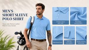 Polo basique pour homme avec logo OEM personnalisé, polo extensible de performance pour le sport, prix abordable - Product Image 3