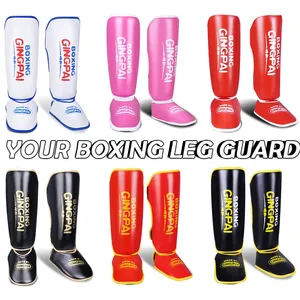 GINGPAI Gants MMA en cuir pour enfants Protège-tibias Équipement de combat de protection pour la boxe Muay Thai Kickboxing Entraînement aux arts martiaux - Product Image 6