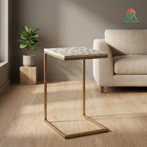 Mesa de Centro Moderna con Tapa de Mármol y Estructura de Metal Dorado, Mueble Decorativo para Sala de Estar Contemporánea - Product Image 4