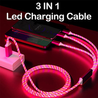 Kabel Charger USB LED Menyala dengan Jalinan Nilon 3A Micro USB Promosi Murah