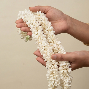 Guirnalda de Flores Artificiales Blancas con Borlas de Capullos de Loto Rosa, Decoración Floral Colgante para Bodas y Templos - Product Image 4