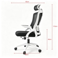 Chaise de bureau ergonomique en maille avec appui-tête réglable, accoudoirs rabattables, soutien lombaire, pivotante, pour bureau à domicile