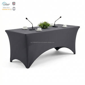 Funda de Mesa Elástica de Poliéster Blanca de 6 pies, Moderna, Ecológica, Ahorra Trabajo, Impermeable, Lavable, Duradera y Personalizable - Product Image 1