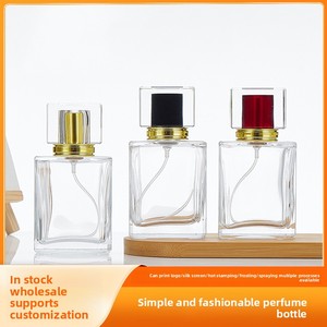 Thủy tinh trong suốt Chai xịt nước hoa với Máy bơm phun Màn hình in vòng xách tay mỹ phẩm phẳng chai bán buôn mẫu thiết lập - Product Image 2
