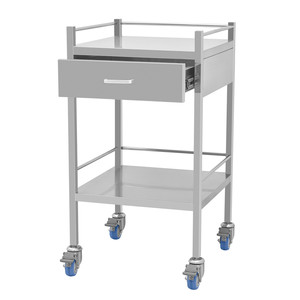 Topkwaliteit Beweegbare Roestvrijstalen Ziekenhuis Medische Nood Trolley Behandeling Kar Met 2 Laden En 2 Planken CY-D402A - Product Image 4