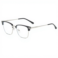Lunettes de lecture unisexe anti-lumière bleue, demi-cerclées, en métal, à monture rectangulaire, motif géométrique, 9314