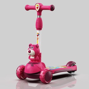 Orso rosa due in uno Scooter e blocco pattinaggio 3-6 anni bambino in sella a 6-12 anni giocattolo bambina materiale plastico resistente - Product Image 3