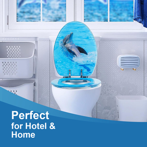 Siège <span class=keywords><strong>de</strong></span> toilette en acrylique Bleu Voilier Design <span class=keywords><strong>Couvercle</strong></span> <span class=keywords><strong>de</strong></span> toilette Fermeture en douceur Dégagement rapide Facile à nettoyer pour salle <span class=keywords><strong>de</strong></span> bain moderne - Product Image 2