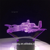 Lampe de table LED 3D Avion, Veilleuse Illusion, 7 Couleurs Changeantes, Lampe d'Ambiance à Brancher, Intensité Réglable, Taille Moyenne